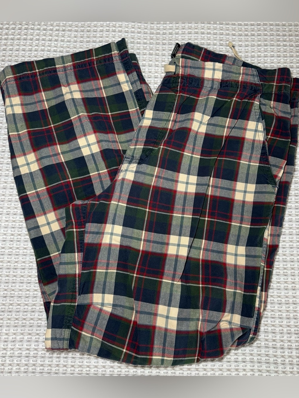 Abercrombie Fitch Mens Flannel Blue Lounge Pant Y2K Heavyweight Drawstring Small
